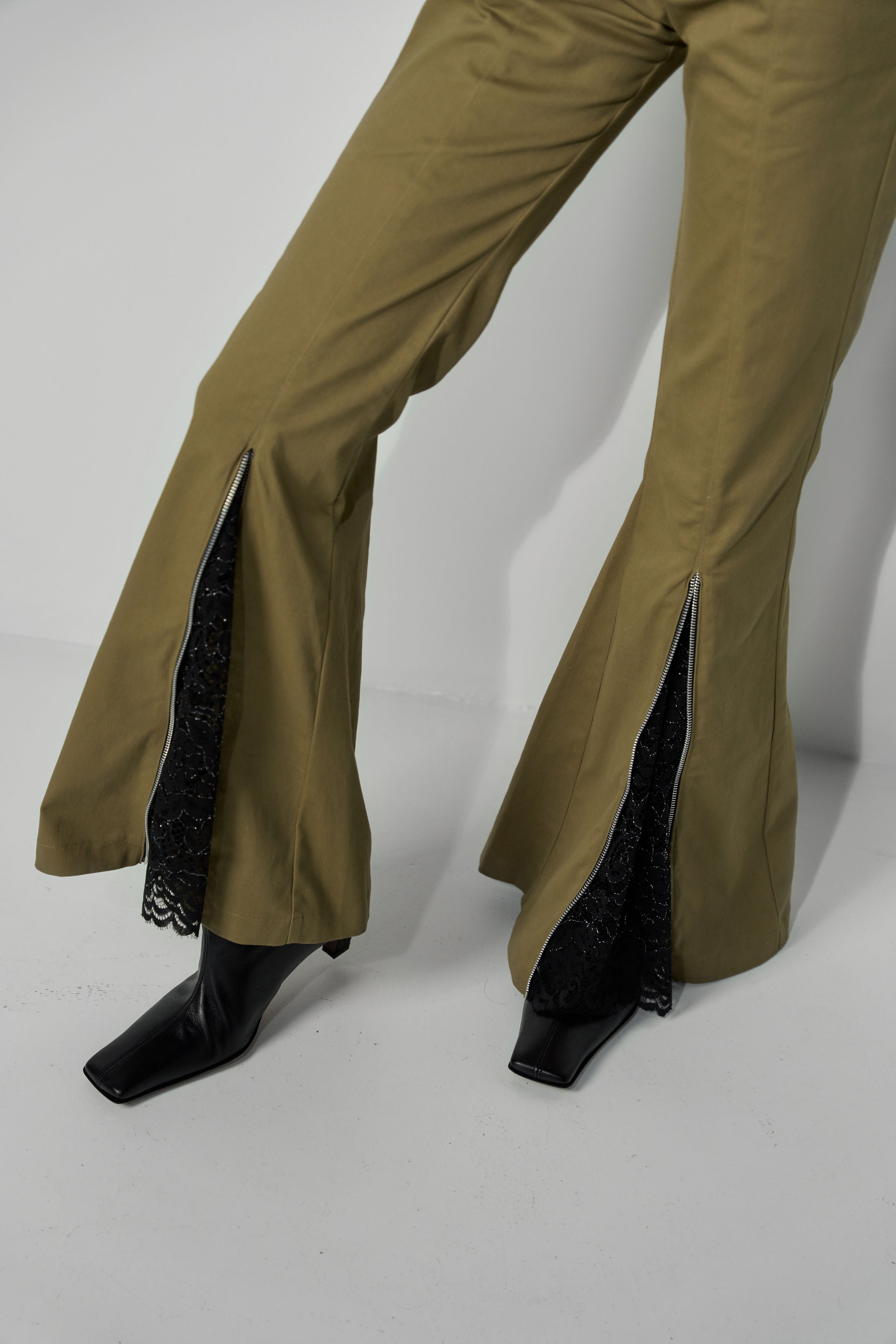 FLARED PANTS WITH LACE DETAILS