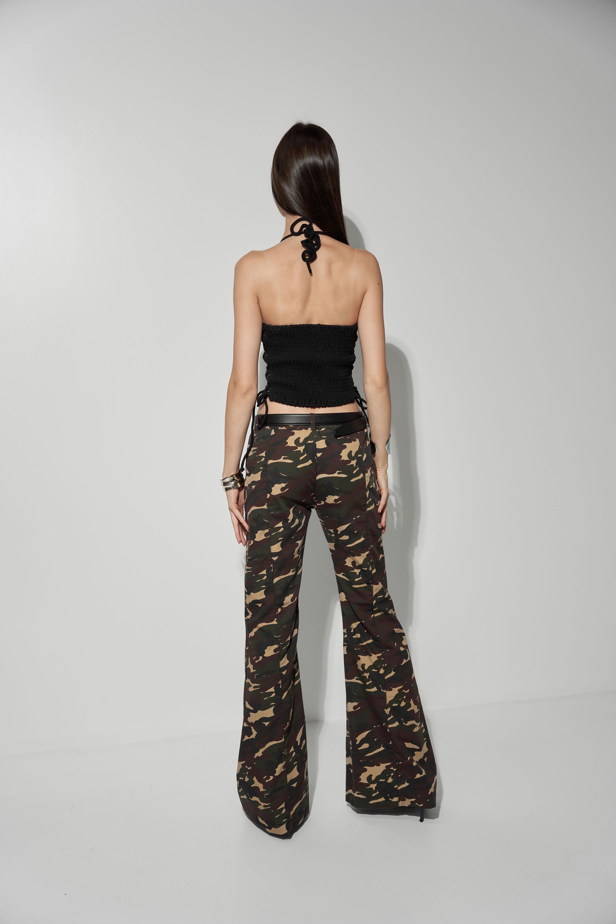 FLARED PANTS WITH LACE DETAILS
