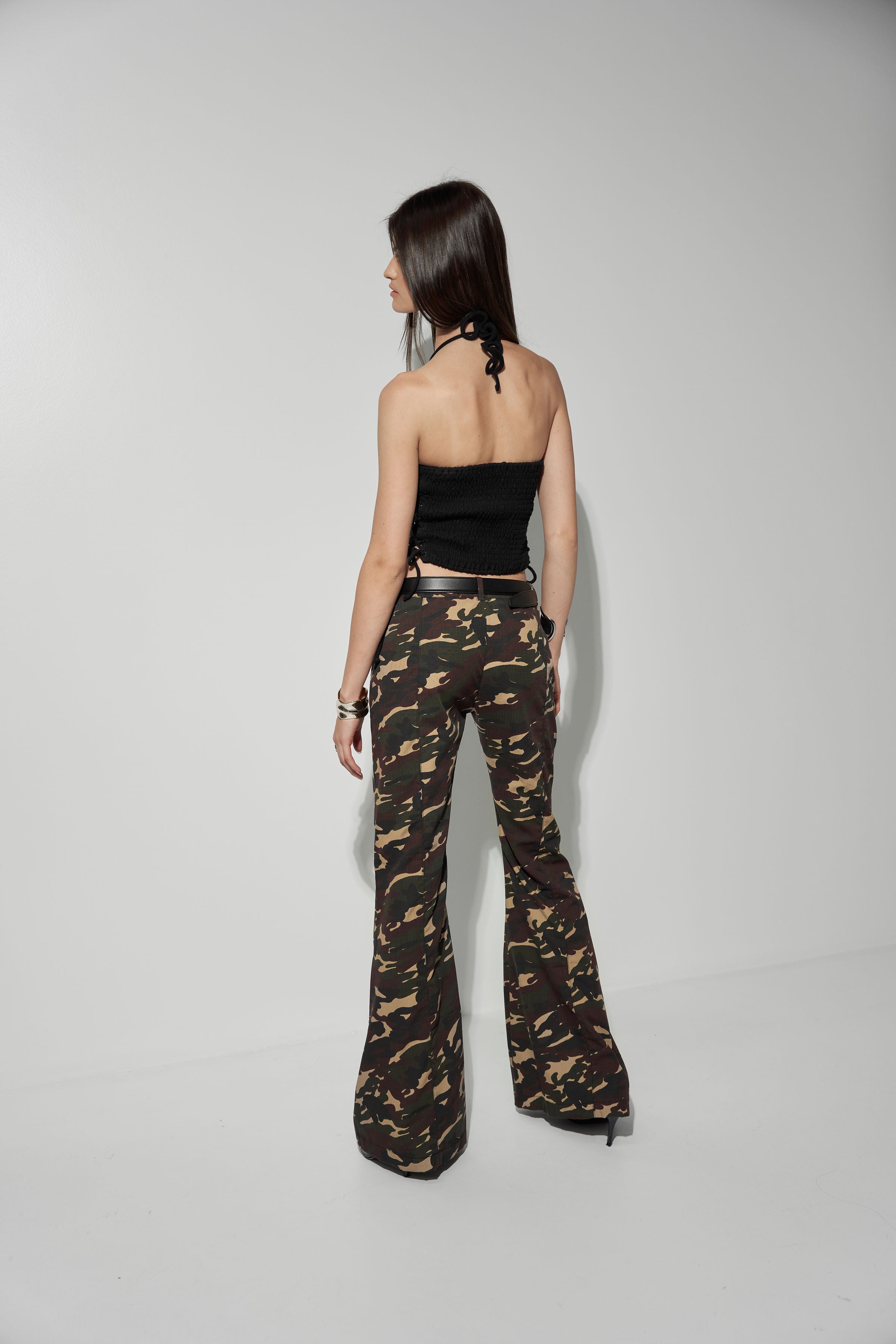 FLARED PANTS WITH LACE DETAILS