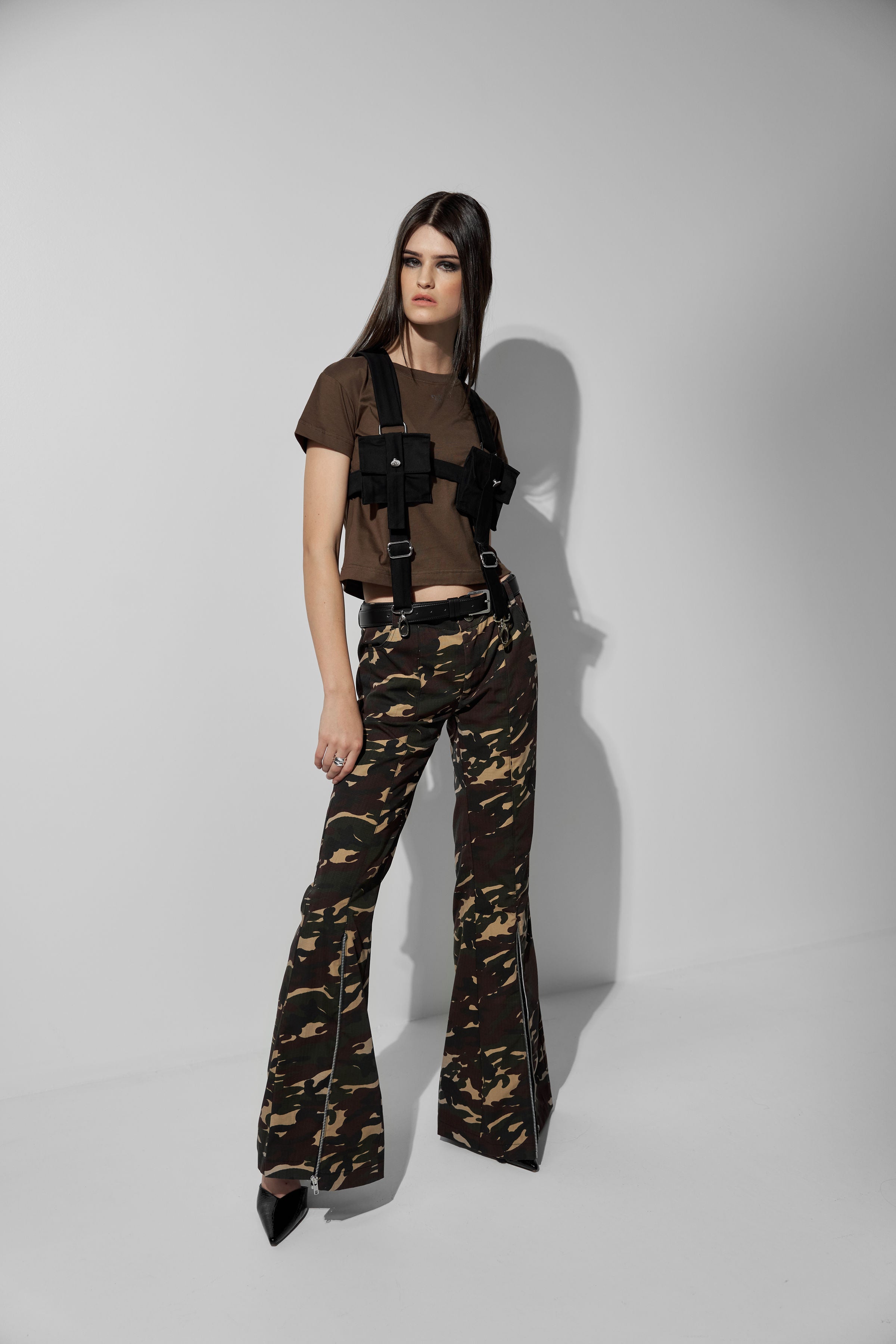 FLARED PANTS WITH LACE DETAILS